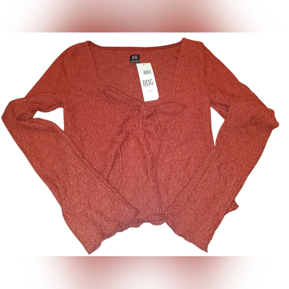 BDG Urban Outfitter Kimchi Blue Quinn Lace Long Sleeve Top Medium - Picture 9 of 16